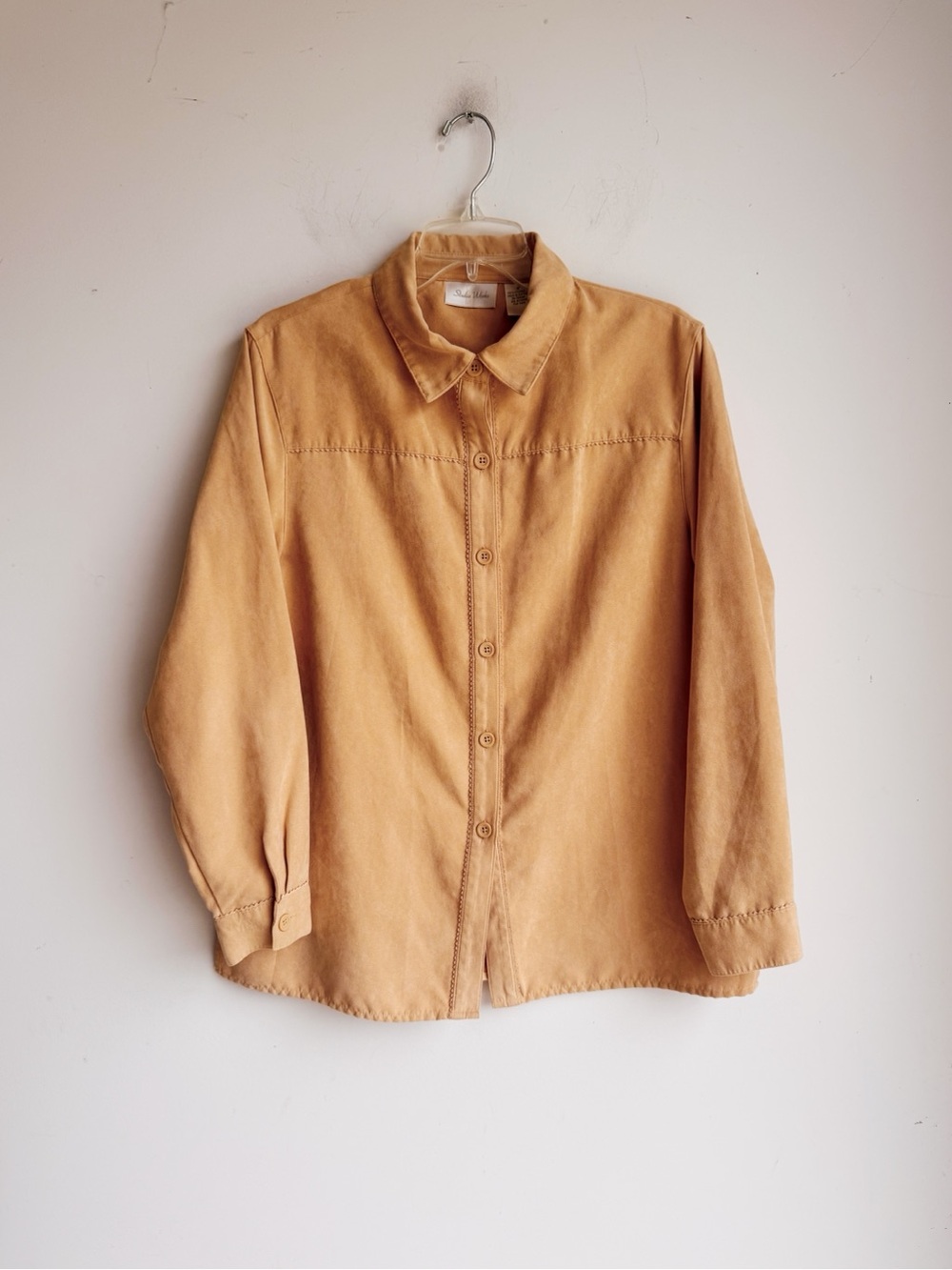 Vintage Studio Works Faux Suede Shacket Tan Western Overshirt Jacket M - Picture 6 of 6
